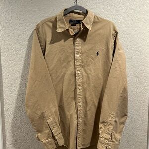 Ralph Lauren Men's Casual Tan Button Down Shirt
